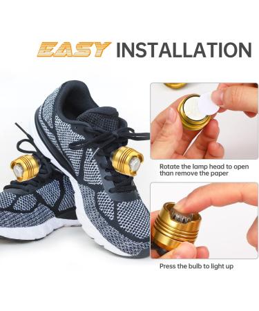 LNRIM LED Headlights for Croc - 2PCS IPX5 Waterproof Shoe Lights | 3 Modes, Ideal for Dog Walking, Camping, Running | Suitable for Adults & Kids - Gold - Buy Online on GoSupps.com