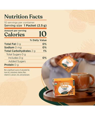 Foods Mushroom Instant Coffee Four Sigma Organic and Fair Trade with Lions Mane Chaga & Mushroom 10 x 2 5 g each Packets (25g) Midium Roast - Buy Online on GoSupps.com