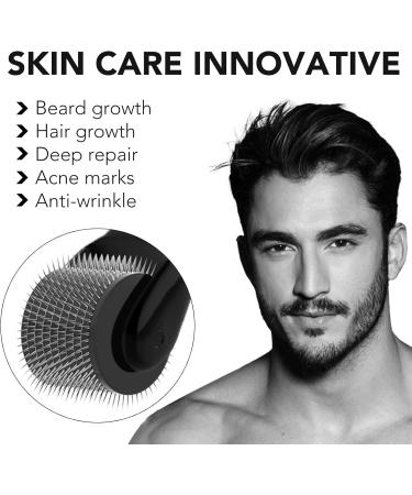 Dr.roller Derma Roller Hair Growth Men Beard Roller Microneedling Roller for Growth 540 0.25mm Titanium Micro Needles Beard Growth Roller (Black) - Buy Online on GoSupps.com