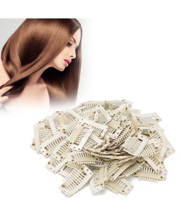 100PCs 1.3in hair extension clips U-shaped push buttons 9 teeth diy headdress accessories wig clips hair parts clips hairstyle clips for brides women girls