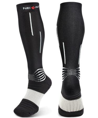 NEENCA Compression Socks, Medical Athletic Calf Socks for Injury Recovery & Pain Relief, Sports Protection1 Pair, 20-30 mmhg Large Black White