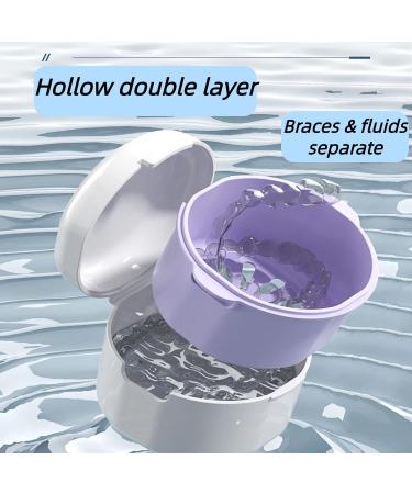 Carry Cover Double Hollow Drain Invisible Braces Storage Box - Orthodontic Retainer & Denture Cleaning Box (White) | International Shipping Available - Buy Online on GoSupps.com
