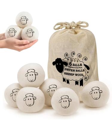 Dryer Balls Wool Dryer Balls Natural Wool Fabric Softener Reduces Wrinkles and Reusable with Storage Bag to Shorten Drying Time Pack of 6
