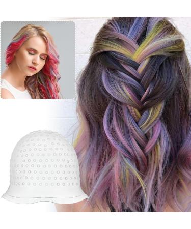 Hair Extension Cap Set Silicone Hair Dye Cap with Metal Crochet Soft and Durable Easy to Clean Suitable for Women and Girls 2 Pieces (Pink/White) - Buy Online on GoSupps.com