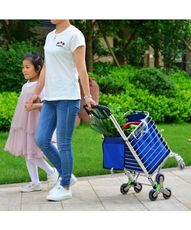 Three-Wheel Small Stroller Fashion Heightening Home Hand Push Upstairs Transport Two-Layer Handle Reinforcement Dual-use Shopping Cart 8 Wheels - Buy Online on GoSupps.com