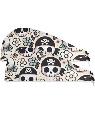 Cute Skull Head Hair Towel 2 Pack - Super Absorbent Quick Dry Hair Turbans for Women & Girls - Perfect Hair Drying Solution - Buy Online on GoSupps.com