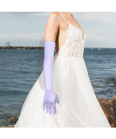 NQEUEPN Women Long Gloves Long Elbow Satin Gloves 21" Stretchy 1920s Opera Gloves Hand Care Moisturizing Gloves for Women Girls Evening Party Dance (Light Purple) - Buy Online on GoSupps.com