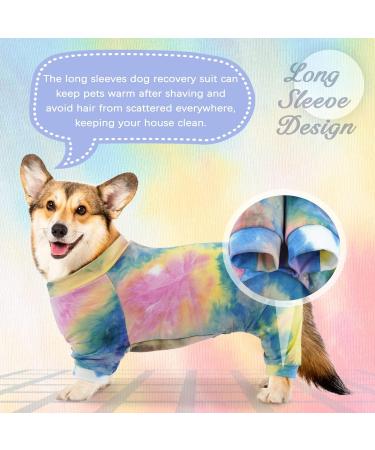 Kuoser Dog Tie Dye Pajamas - Colorful Soft Cotton Onesie for Small Medium Dogs - Breathable Dog Jumpsuit for Spring and Autumn | S Blue - Buy Online on GoSupps.com