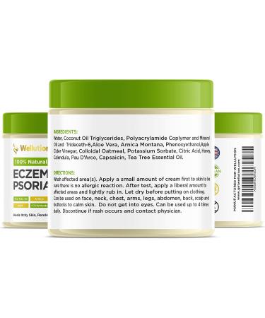 WELLUTION Natural Eczema and Psoriasis Cream - Intensive All-in-1 Treatment for Skin Irritations - Made in USA - Buy Online on GoSupps.com