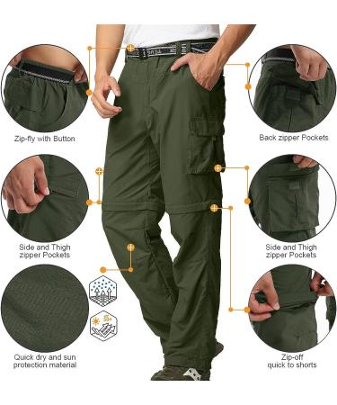 Men's Quick Dry Convertible Hiking Fishing Pants - Army Green 38 - Buy Online on GoSupps.com
