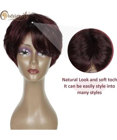 Creamily Pixie Cut Human Hair Wig | Burgundy Short None Lace Front Wig for Black Women - Buy Online on GoSupps.com