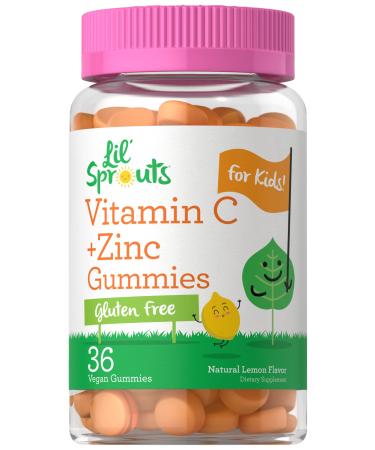 Vitamin C and Zinc Gummies for Kids | 36 Count | Vegan Non-GMO Gluten Free Supplement | by Lil' Sprouts