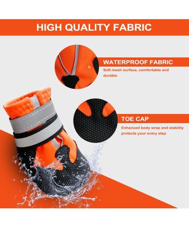 Neuwee Waterproof Dog Shoes - Anti-Slip 4-Set Boots with Reflective Straps for Small Medium & Large Dogs (L Orange) - Paw Protection Rain Shoes - Buy Online on GoSupps.com