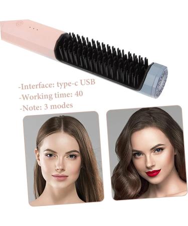 NOLITOY Heated Hair Straightener Brush - Dual Purpose Straightening Comb & Curls - Portable USB Charge - Purple Nylon Hair Tool for Effortless Styling - Buy Online on GoSupps.com