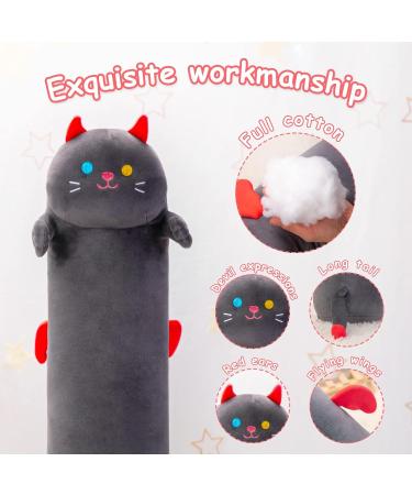 Mewaii 36in Long Cat Plush Pillow - Squishy Stuffed Animal, Cute Kitty Sleeping Hugging Soft Toy for Kids - Black (36in/90cm) - Buy Online on GoSupps.com
