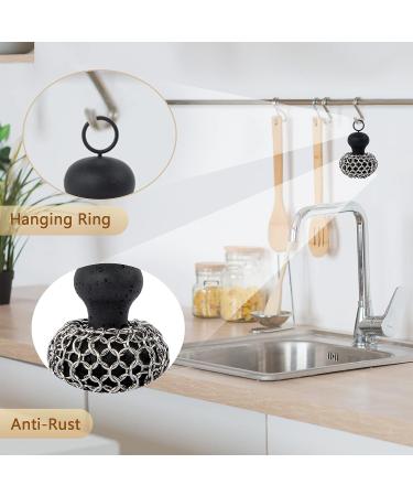 SOUHEILO Cast Iron Cleaning Kit with Upgraded Chainmail Scrubber and Pan Scraper - Medium Black | Dishwasher Safe Skillet Cleaner for Pans, Skillets, Dishes, Pots - Buy Online on GoSupps.com