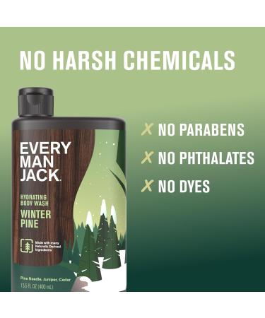 Every Man Jack Hydrating Body Wash - Winter Pine - Deeply Clean with Glycerin + Naturally Derived Ingredients - 13.5 oz (2 Pack) - Buy Online on GoSupps.com