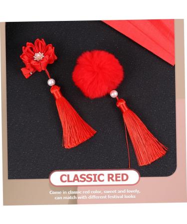 MAGICLULU 9 Pairs Tassel Hair Ball Hair Clip Tiara Chinese Style Hair Clip Tassel Chinese Hair Clips Hair Clips for Girl Hair Clips Artificial Fur Issue Card Child Festive Red - Buy Online on GoSupps.com