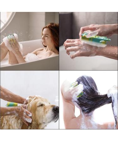 Silicone Body Scrubber & Scalp Massager - Camouflage Green | Gentle Exfoliating Brush for Shower | 2-in-1 Bath & Shampoo Brush for Men and Women - Buy Online on GoSupps.com