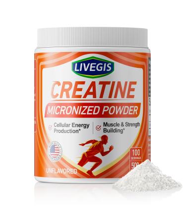 Creatine, Creatine Monohydrate Keto Friendly, Unflavored - Support Muscles, Cellular Energy and Cognitive - 17.63 Oz(500g) - 100 Servings (500g) 1.1 Pound (Pack of 1)