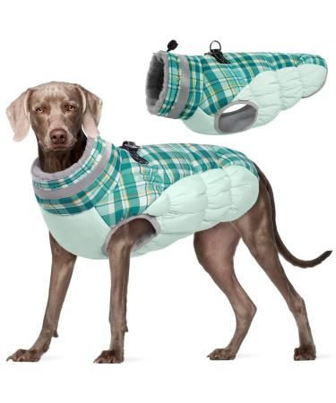 Kuoser warm dog jacket reflective dog coat windproof dog coat for small dogs fashion dog coat large dogs dogs winter coat dog coat with dishes green XXL XXL dark green