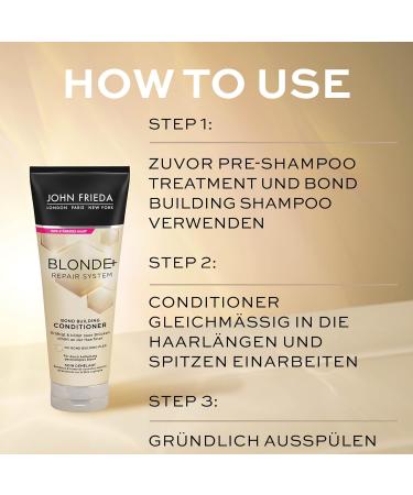 John Frieda Blonde+ Repair System Set - Pre-Shampoo Treatment Shampoo & Conditioner - Free Megrhythm Eye Mask - Bond Building Plex - International Shipping Available - Buy Online on GoSupps.com