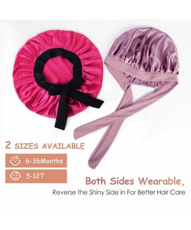 2 PCS Toddler Silk Bonnet for Kids - Purple Sleeping Cap for Curly Natural Hair - Buy Online on GoSupps.com
