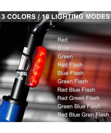 KEYWELL Bike Tail Light - USB Rechargeable LED Rear Light for Cycling Safety | Waterproof Taillight with Red/Blue/Green Color Options - Buy Online on GoSupps.com