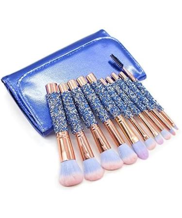 10pcs Diamond Makeup Brushes Set - Shiny Crystal Foundation & Blush Kit with PU Bag | International Shipping Available - Buy Online on GoSupps.com