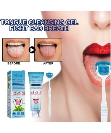Higyee Tongue Cleaning Gel - Portable Mint Oral Cleaner & Tongue Scraper for Fresh Breath - Buy Online on GoSupps.com