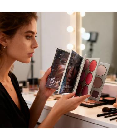  Esncddym Palette Make-up Book Blush Powder Highlighter and Contour 4 Layers Contouring Palette and Blush Powder Booklet For Women Girls Skin Types Birthday Christmas - Buy Online on GoSupps.com