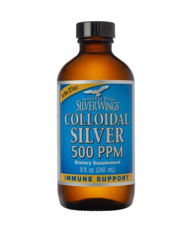 Natural Path Silver Wings Colloidal Silver 500ppm (2 500mcg) Immune Support Supplement 8 fl. oz.