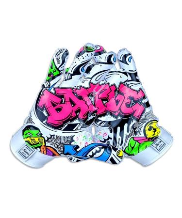Battle Sports Graffiti Football Receiver Gloves M Adult