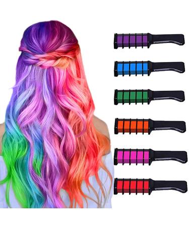 Hair Chalk for Girls Kids Temporary Bright Hair Color,Hair Chalk Comb Washable Non-Toxic Hair Dye Halloween Christmas Birthday Parties Girls Gift for 1 2 3 4 5 6 7 8 9 10 Year Old Girl (6 Colors)