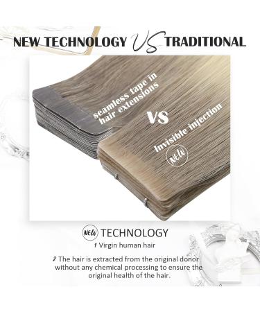 Buy Moresoo Virgin Tape-In Hair Extensions | Ash Blonde to Platinum Ombre | 50cm Real Hair | 5PCs #19T60 - Buy Online on GoSupps.com