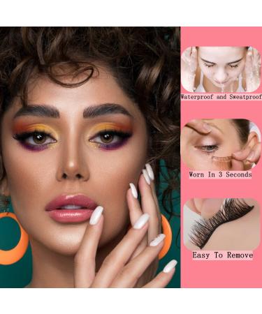 Reusable Self-Adhesive Eyelashes - No Glue Needed | Natural Look & Waterproof False Lashes with Curler & Brush - Pink-Purple - Buy Online on GoSupps.com