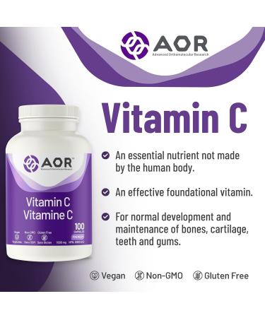 AOR - Vitamin C 1000mg 100 Capsules - Essential Ascorbic Acid Supplement - Promotes Overall Wellness - Supports Bones Gums & Teeth - Non-GMO Vegan - Ideal for Daily Health Maintenance - Buy Online on GoSupps.com