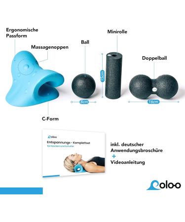 Coloo Neck Massage Set - Ultimate Neck & Shoulder Relaxation | Naked Pillow Neck Stretcher & Trigger Point Therapy for Pain Relief | Headache Shoulder & Back Pain | Cyan & Black - Buy Online on GoSupps.com