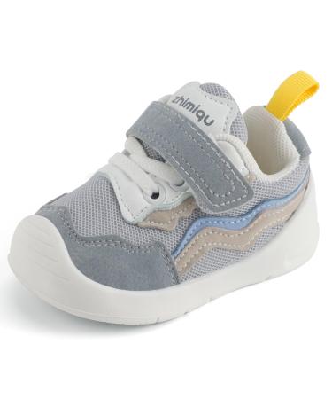 LACOFIA Baby Girls Shoes First Walkers Toddler Sneaker Anti-Slip Rubber Sole 5 UK Child Gray