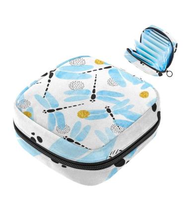 Women's binding-up bags dragonfly pattern ladies tampon storage bags zip pockets menstrual tied bags multi08