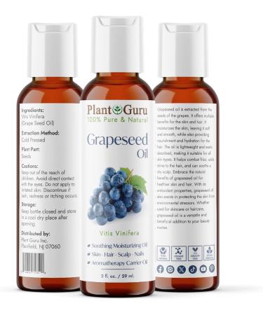 Buy 100% Pure Cold Pressed Grapeseed Oil - 2 oz Natural Carrier for Skin Hair & DIY Products | Moisturizer for Creams Lotions & Soap Making - Buy Online on GoSupps.com