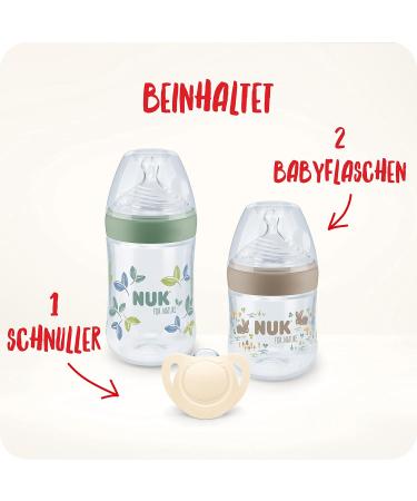 Nuk Nature Start Set - 2 Temperature Control Bottles (150ml & 260ml) + Pacifier for 0-6 Months - Multi-Colored - Buy Online on GoSupps.com