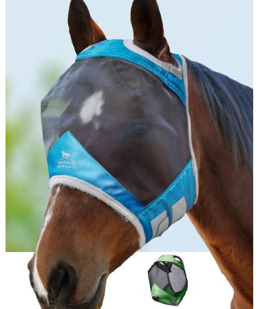 Harrison Howard CareMaster Pro Luminous Fine Mesh UV-proof Fleece Padding Fly Mask Standard Voodoo Blue (M Cob) Cob (Medium) Voodoo Blue