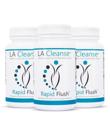 LA Cleanse 3 Bottles Rapid Flush 15 Day Cleanse & Detox (90 Count) - for Gut Detox Colon Cleanse Gut Support - Enhance Digestion with Cascara Sagrada Senna Leaf Psyllium Husk