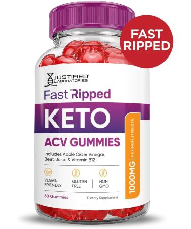 Justified Laboratories Fast Ripped Keto ACV Gummies Advanced Formula 1000MG Fast Ripped Keto Gummies Apple Cider Vinegar Formulated with Pomegranate Beet Juice Powder B12 Vegan Non GMO 60 Gummys 60 Count (Pack of 1) - Buy Online on GoSupps.com