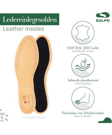 Sulpo Leather Insoles with Activated Carbon - Anti-Welding Absorber for Men & Women Breathable Comfort Sizes 36-48 - Buy Online on GoSupps.com