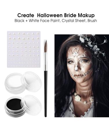 BOBISUKA Black & White Face Paint Bride Makeup Kit | Halloween Makeup with Brush & Accessories for Costume & Skeleton SFX  - Buy Online on GoSupps.com