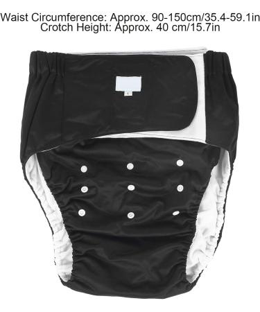 Adjustable Reusable Adult Diaper - Soft Quick-Drying & Washable for Incontinence (Black) - Buy Online on GoSupps.com