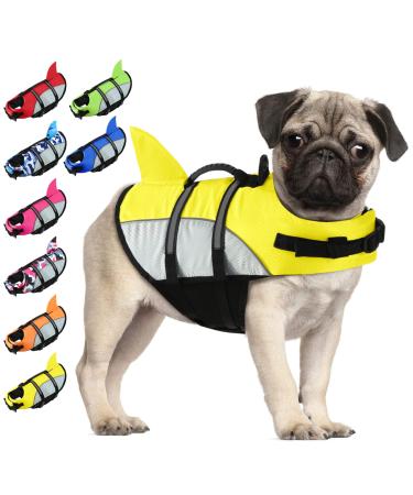 Alagirls Dogs Fleing Anwast Float Coat Water Sports Swimming Aid Lifeguard For Dogs Pets with Handle and Reflectors Aladlj001 Yellow S S: 40-50cm (chest circumference) yellow-gray