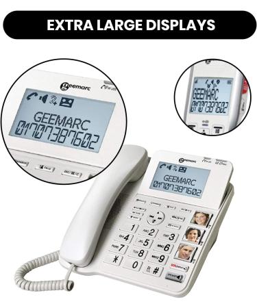 Geemarc Amplidect 595 Combi Twin - Amplified Corded Phone with 2 Cordless Handsets, Big Buttons and SOS Buttons - Hearing Aid Compatible - Buy Online on GoSupps.com